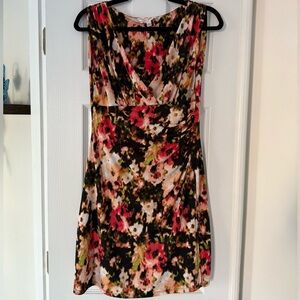 Pink Rose V-Neck Floral Midi Dress
